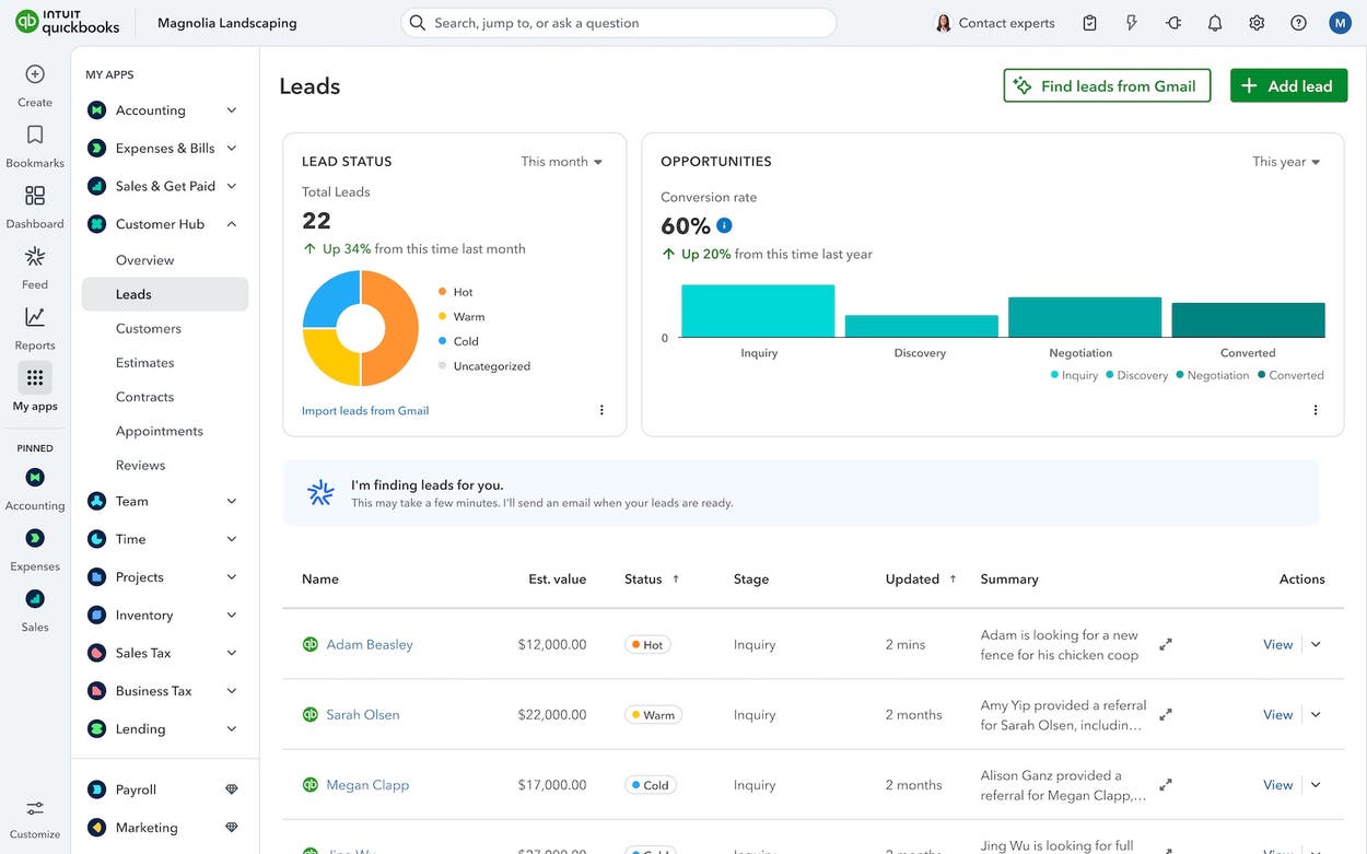 Level up your business with Intuit QuickBooks’ AI Agents 1 Customer Leads 2